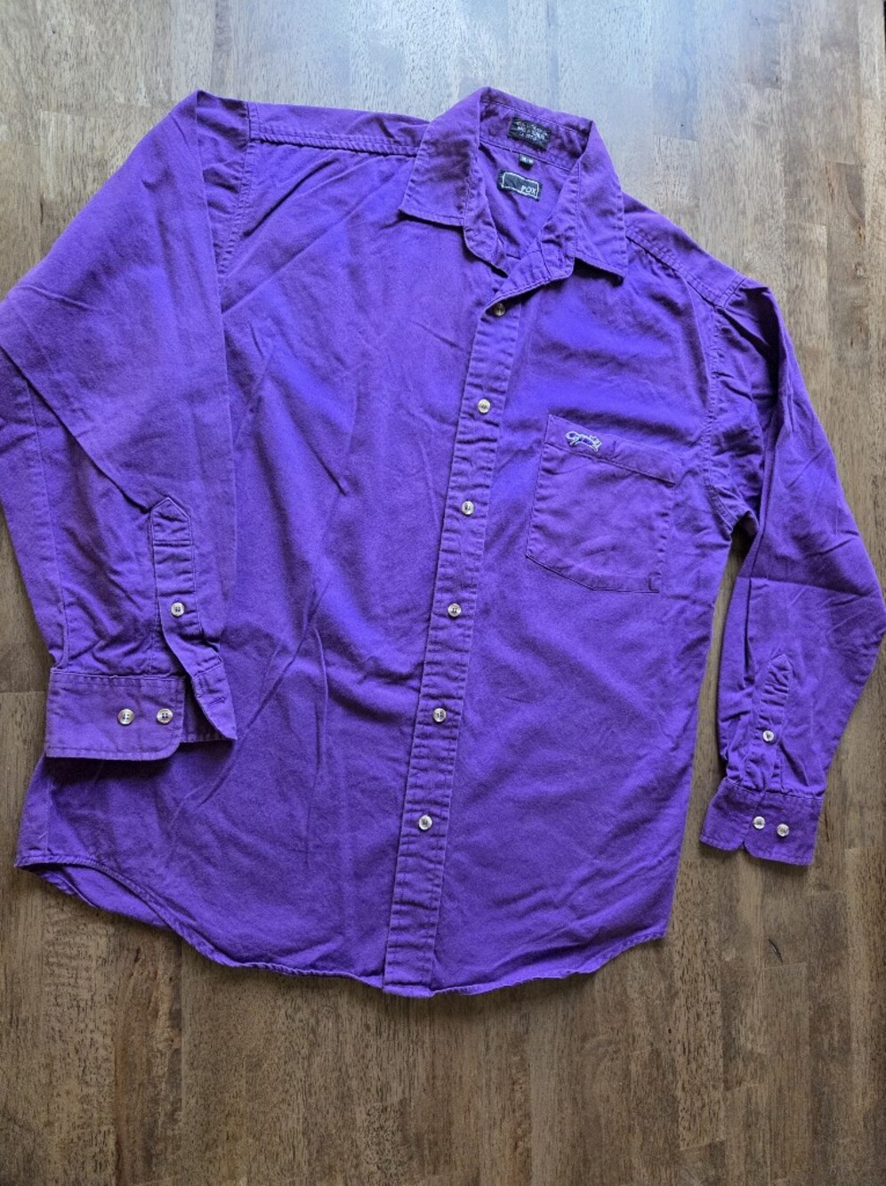 Fox Heavy Cotton Bold Purple Button-Up Shirt Casual Long Sleeve